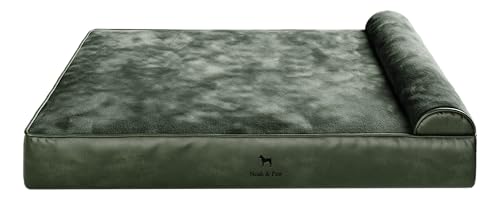 NOAH & PAW Riesiges Hundebett, XXL, 140 x 114 x 27 cm, orthopädisches Hundebett, Eierschalen-Memory-Schaum mit Kühlgel, wasserdicht, maschinenwaschbar, inklusive Innenbezug (veganes Leder) von NOAH & PAW