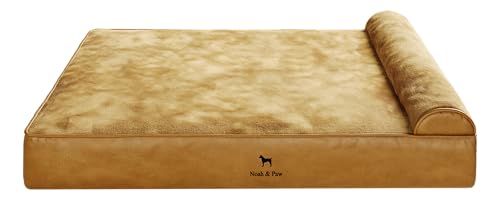 NOAH & PAW Riesiges Hundebett, XXL, 140 x 114 x 27 cm, orthopädisches Hundebett, Eierschalen-Memory-Schaum mit Kühlgel, wasserdicht, maschinenwaschbar, inklusive Innenbezug (veganes Leder) von NOAH & PAW