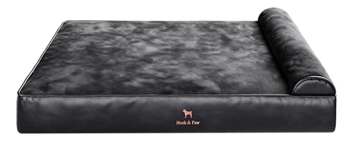 NOAH & PAW Riesiges Hundebett, XXL, 140 x 114 x 27 cm, orthopädisches Hundebett, Eierschalen-Memory-Schaum mit Kühlgel, wasserdicht, maschinenwaschbar, inklusive Innenbezug (veganes Leder) von NOAH & PAW