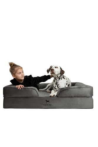 NOAH & PAW Riesiges Hundebett, XXL, 140 x 114 x 27 cm, orthopädisches Hundebett, Eierschalen-Memory-Schaum mit kühlendem Gel, Innenbezug, wasserdicht, maschinenwaschbar (Samt-Sofa-Kollektion) von NOAH & PAW