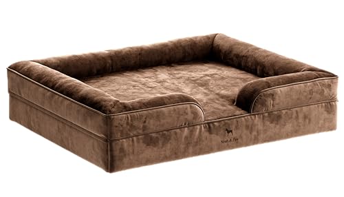 NOAH & PAW Riesiges Hundebett, XXL, 140 x 114 x 27 cm, orthopädisches Hundebett, Eierschalen-Memory-Schaum mit kühlendem Gel, Innenbezug, wasserdicht, maschinenwaschbar (Samt-Sofa-Kollektion) von NOAH & PAW
