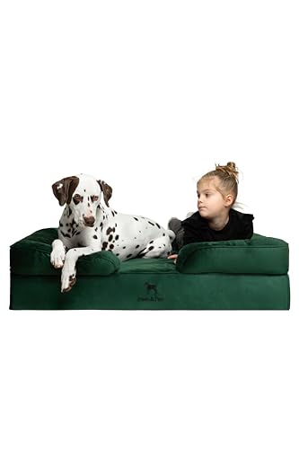 NOAH & PAW XL-Hundebett, orthopädisches großes Hundebett, Eierschalen-Memory-Schaum mit kühlendem Gel, Innenbezug, wasserdicht, maschinenwaschbar (Samt-Sofa-Kollektion) von NOAH & PAW