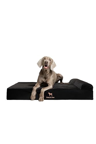 NOAH & PAW XL Hundebett, orthopädisches großes Hundebett, Eierschalen-Memory-Schaum mit kühlendem Gel, wasserdicht, maschinenwaschbar, inklusive Innenbezug (Denim-Kollektion) von NOAH & PAW