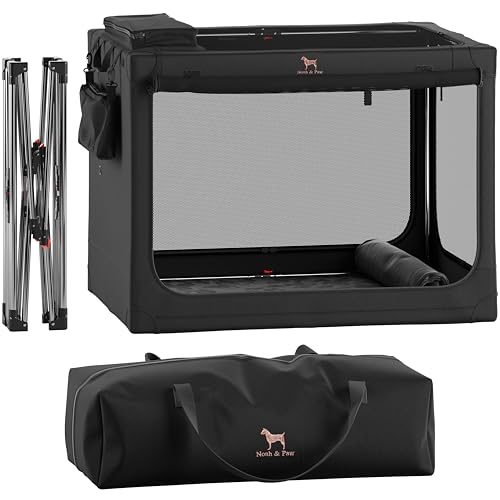 Noah & Paw Faltbare Hundebox, 76,2 cm, Hundebox für mittelgroße Hunde, Reise-Hundebox für Auto, ausgestattet mit Hundebett für Kiste, Wasserloch, 2 Aufbewahrungstaschen, Handtasche, 10 mm von NOAH & PAW