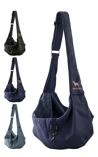 Noah & Paw Hundetragetasche für Kleine Hunde bis 10kg, Hundetasche mit Verstellbarem Schultergurt, und Weichem Fell, Doppelte Sicherheitsfunktion, Haustiere Tragetasche aus Premium Twill von NOAH & PAW