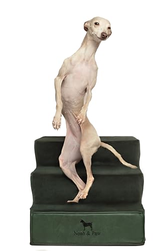 Noah & Paw Hundetreppe, Hunderampe für Bett (53,3 cm extra breit) Haustiertreppe für Hochbett, Design für kleine und große Rassen, langlebige 3 Haustierstufen für Couch (35 Schaumstoffdichte) von NOAH & PAW