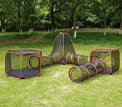 Katzengehege für Den Außenbereich, 6-in-1-Katzenzelt mit Tunnel, Faltbares Pop-up-Haustiergehege, Laufstall, Visuelles Netzhaus, Faltbarer Spielzelttunnel für Katzen, Kätzchen, Hunde, und Kleine Tiere Katzengehege für Den Außenbereich, 6-in-1-Katzenzelt mit Tunnel, Faltbares Pop-up-Haustiergehege, Laufstall, Visuelles Netzhaus, Faltbarer Spielzelttunnel für Katzen, Kätzchen, Hunde, und Kleine Tiere von NOALED