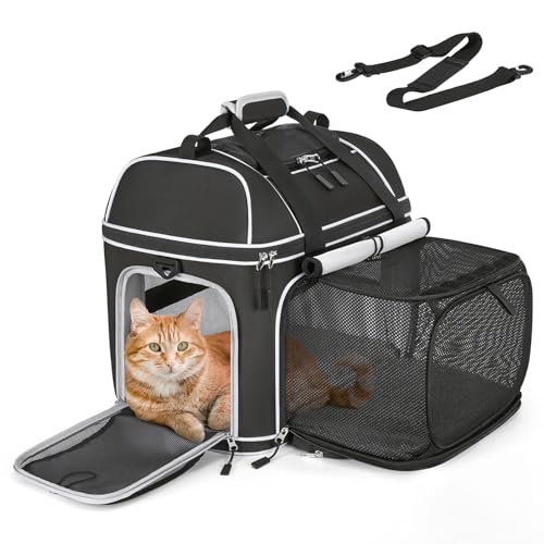 【Erweiterbare Haustier-Tragetasche】NOBLE DUCK Weiche Seitentasche für Katzen und Hunde, von Fluggesellschaften zugelassen, für kleine, mittelgroße und große Katzen, Hunde, tragbare Reisetasche, bis zu von NOBLE DUCK