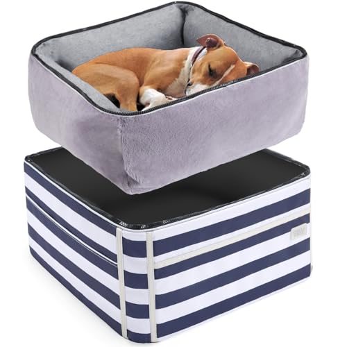 NOBLE DUCK Hundeautositze für kleine Hunde, tragbarer Hunde-Booster-Autositz mit Clip-On-Leine für Vorder- und Rücksitz, für kleine Haustiere bis zu 11,3 kg (Streifen) von NOBLE DUCK