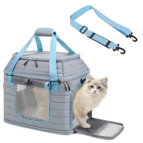 Tragetasche für kleine Hunde mit Taschen, tragbare Tragetasche für kleine Hunde / Katzen, weiche Seiten, vielseitige Haustier-Tragetasche für U-Bahn/Einkaufen/Wandern/Reisen (grau) von NOBLE DUCK