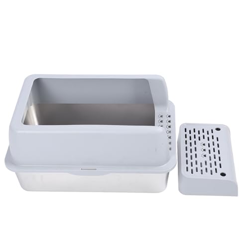 Katzentoilette, Metall-Katzentoilette mit Pedal, Spritzwassergeschützt, Edelstahl-Katzentoilette, Geschlossene Katzentoilette mit Hohen Seiten, Extra Große Katzentoilette für Katzentoilette, Metall-Katzentoilette mit Pedal, Spritzwassergeschützt, Edelstahl-Katzentoilette, Geschlossene Katzentoilette mit Hohen Seiten, Extra Große Katzentoilette für von NOENNULL