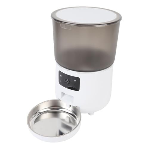 4L Automatische Haustierfutterleiter USB Wireless Timed Automatic Pet Food Spenser mit App Smart Alerts für Katzenhund (Weiß) von NOENNULL