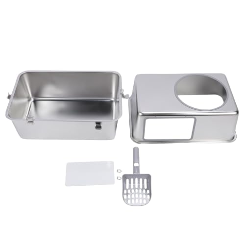 NOENNULL Geschlossene Metallkatze Katzentoilette, Große Metallkatze Katzentlust mit Deckelschaufeln Verhindern, DASS Katrisses Katzentablett aus Edelstahl für Große Mittelgroße Katzen NOENNULL Geschlossene Metallkatze Katzentoilette, Große Metallkatze Katzentlust mit Deckelschaufeln Verhindern, DASS Katrisses Katzentablett aus Edelstahl für Große Mittelgroße Katzen von NOENNULL