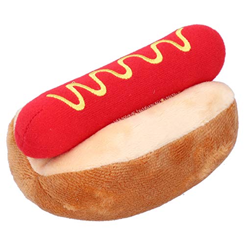 NOENNULL Hund Quietschende Plüschpuppenspielzeug, Hot Dog Form Abnehmbar Weiche Plüschhundspielzeug Süßes Interaktives Hund Spielzeug für Kleine Mittelgroße Hunde von NOENNULL