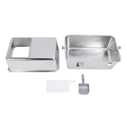 NOENNULL Katzentoilette, Geschlossene Katzentoilette aus Metall mit Deckel, Schaufel, Großes Fassungsvermögen, Extragroße Katzentoilette mit Hohen Seiten, Verhindert Spritzer, Einstieg NOENNULL Katzentoilette, Geschlossene Katzentoilette aus Metall mit Deckel, Schaufel, Großes Fassungsvermögen, Extragroße Katzentoilette mit Hohen Seiten, Verhindert Spritzer, Einstieg von NOENNULL
