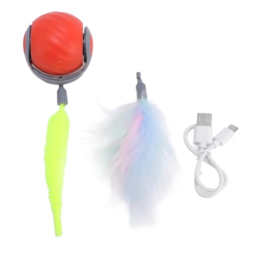Smart Cat Toys Ball, Interaktives Katzenballspielzeug mit Geräusch, Zähneknirschen, Verhindert Langeweile, Bissfest, Automatischer Selbstrollender Katzenspielzeugball (Rot) von NOENNULL