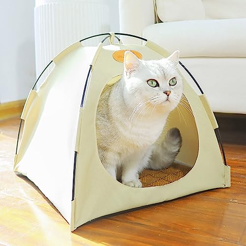 Haustierzeltnest, Faltbare Katzenhäuser, Katzenhöhlennest mit abnehmbarem Kissen, Haustierbett, selbstwärmende Katzenzelthöhle für Kätzchen und andere Kleintiere Beige Haustierzeltnest, Faltbare Katzenhäuser, Katzenhöhlennest mit abnehmbarem Kissen, Haustierbett, selbstwärmende Katzenzelthöhle für Kätzchen und andere Kleintiere Beige von NOGRAX