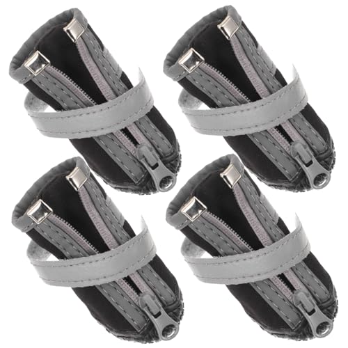 NOLITOY 4 Stück Haustierschuhe Welpe Stiefeletten Hundestiefel aus Gummi Hundeschuhe für den Winter rutschfest Kurze Stiefel Schneestiefel Hündchen Verschleißfeste Schuhe Stoff NOLITOY 4 Stück Haustierschuhe Welpe Stiefeletten Hundestiefel aus Gummi Hundeschuhe für den Winter rutschfest Kurze Stiefel Schneestiefel Hündchen Verschleißfeste Schuhe Stoff von NOLITOY