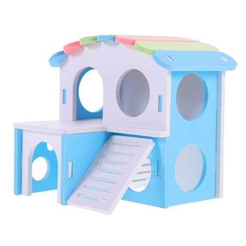 Hamstervilla Hamster-Labyrinth Aus Holz Kleintierversteck Spielzeug Für Meerschweinchenrampe Meerschweinchenspielzeug Zubehör Für Chinchillakäfige PVC Goldener Bär Holzhaus von NOLITOY