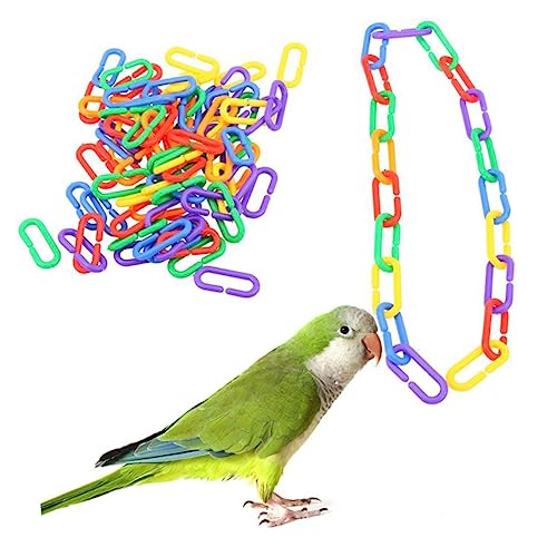 NOLITOY 100stücke Kunststoff Spielkette Für Vögel Bunte Aufhängung Spielzeug Für Papageien Und Wellensittiche Kauspielzeug Bewegung Und Geschicklichkeit von NOLITOY