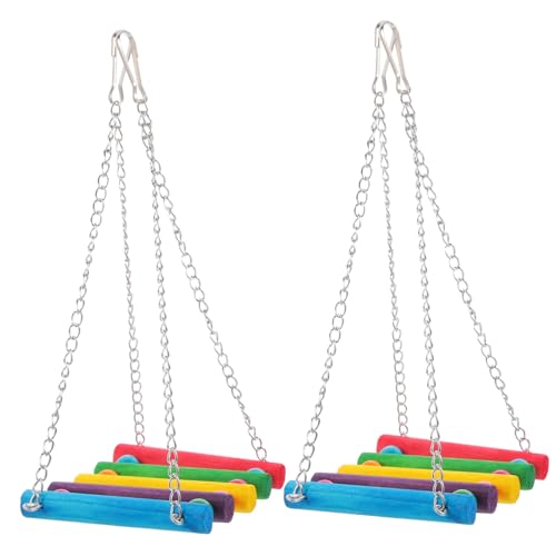 NOLITOY 2 Stück Bunte Holz Vogelschaukel für Papageien Käfigspielzeug mit Aufhängung Kreatives Kauspielzeug für Wellensittiche und Kleine Vögel zur Beschäftigung und Dekoration NOLITOY 2 Stück Bunte Holz Vogelschaukel für Papageien Käfigspielzeug mit Aufhängung Kreatives Kauspielzeug für Wellensittiche und Kleine Vögel zur Beschäftigung und Dekoration von NOLITOY