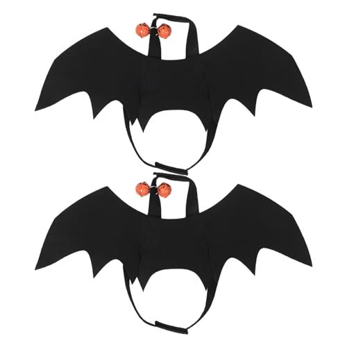 NOLITOY 2 Stück Halloween-Fledermausflügel für Haustiere – Katzenkostüme, kleine Fledermausflügel für Hunde mit Kürbisglocke für Haustiere, Halloween, Cosplay, Party, Verkleidungszubehör NOLITOY 2 Stück Halloween-Fledermausflügel für Haustiere – Katzenkostüme, kleine Fledermausflügel für Hunde mit Kürbisglocke für Haustiere, Halloween, Cosplay, Party, Verkleidungszubehör von NOLITOY