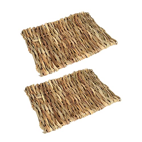 NOLITOY 2 Stück Handgewebte Grasmatten Essbare Sichere Seetang Matten als und Kauspielzeug für Hamster Kaninchen Meerschweinchen und Kleintiere von NOLITOY