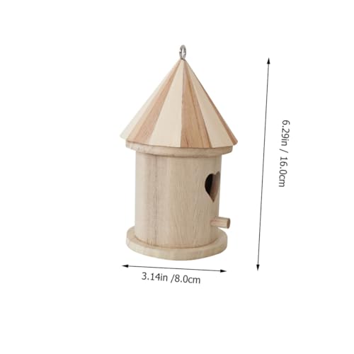 NOLITOY 2 Stück Teiliges DIY Holz vogelnest Naturbelassenes Leichtes Vogelhaus mit Herz Rundtür Praktisches Gartendekor für Bemalen und Basteln von NOLITOY