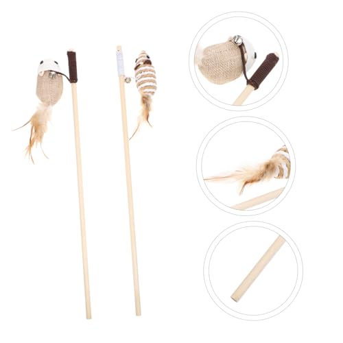 NOLITOY 2 Stück Teiliges Interaktives Katzenspielzeug Mäuse Design Katzenspielstab für Wohnungskatzen Fördert Bewegung und Spielspaß für Kätzchen und Indoor Katzen Zufällige Farbe von NOLITOY