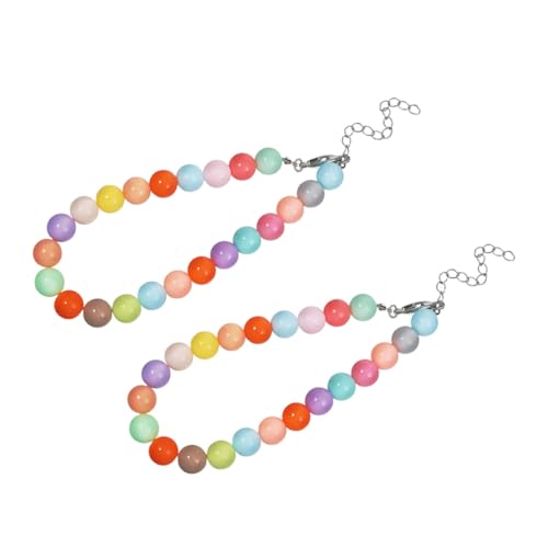 NOLITOY 2 Stück Teiliges Verstellbares Hundehalsband mit Bunten Perlen Farbenfrohe Candy Farben Langlebiges und Komfortables Schmuckhalsband für Welpen und Kleine Hunde für Fotoshootings von NOLITOY