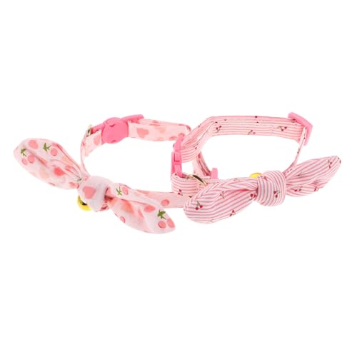 NOLITOY 2 Stück Verstellbares Katzenhalsband mit Glocke und Abnehmbarer Baumwoll Schleife Leichtes Strapazierfähiges für Kleine und Hunde Komfortabel und Hygienisch für Alltag und Outdoor von NOLITOY