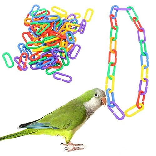 NOLITOY 200stücke Kunststoffkette Spielzeug Für Vögel Bissspielzeug Für Papageien Hängende Kette Bildungsbedarf Für Kleine Vögel Zufällige Farben von NOLITOY