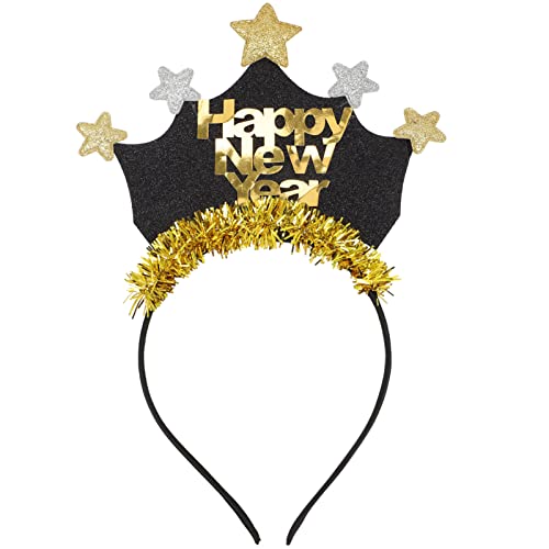 NOLITOY 2st Neues Jahr Stirnband Tiara des Neuen Jahres Pailletten-Stern-Stirnband Partyzubehör Für Das Neue Jahr Frohes Neues Jahr-Party Student Silvester Metallische Linie Latte-Kunst von NOLITOY