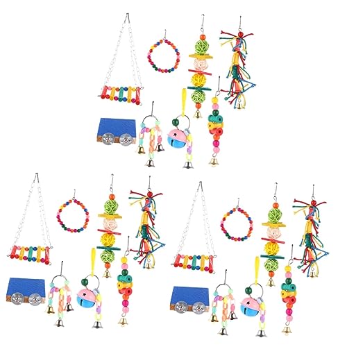 NOLITOY 24 STK Papagei Vogel Spielzeug Kauspielzeug Holzspielzeug Spielzeug Für Haustiere Vogelspielzeug Aus Rattan Vogelbiss-Spielzeug Papageienbarsch Glocken Fink Spielzeug Hölzern Vögel von NOLITOY