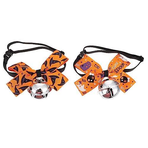 NOLITOY 2stücke Hundehalsband Mit Fliege Und Glocke Halloween-Muster Für Katzen Und Hunde Leicht Und Tragbar Für Haustier-Halloween-Dekoration von NOLITOY