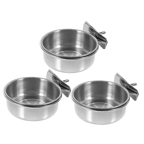 NOLITOY 3 Stück Edelstahl Vogel Futterspender Futter und Wassernapf für Papageien Käfige Großer Fassungsvermögen Einfach zu Befestigen und Reinigen Geeignet für Wellensittiche und von NOLITOY