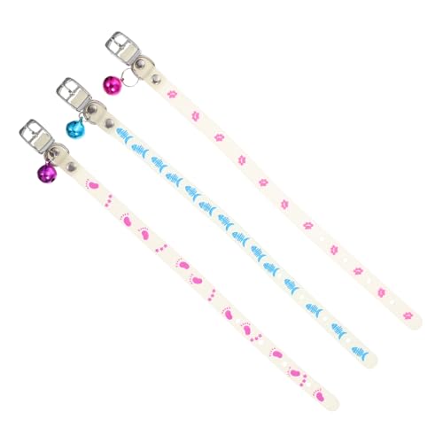 NOLITOY 3 Stück Fluoreszierendes Hunde mit Glocke Leuchtendes Verstellbares Anti Verlust hundehalsband für Sichere Nachtspaziergänge Hautfreundlich Waschbar Farblich Zufällige Farbe von NOLITOY