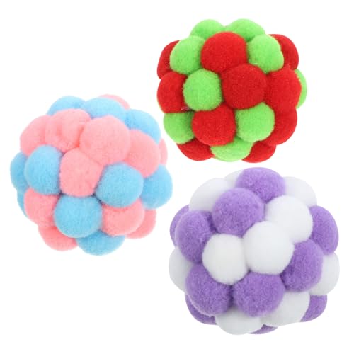 NOLITOY 3St Katzenglockenball Fellspielzeug mit Katzenminze kätzchen-Pom-Pom-Bälle interaktives katzenspielzeug Interactive cat Toy Spielzeuge Katzenbälle mit Glöckchen von NOLITOY