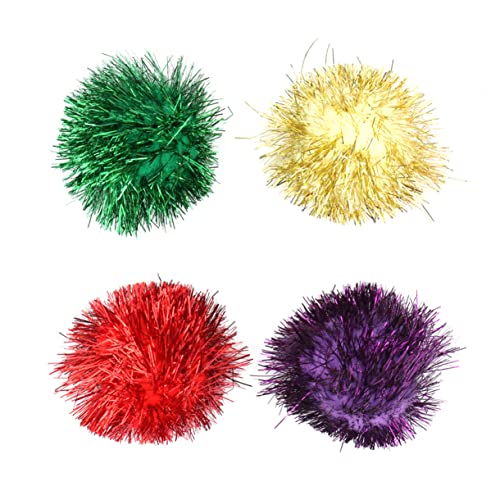 NOLITOY 30 Stück Teiliges Katzenspielzeug Glitter Bälle Bunte Interaktive Katzen und Hundebälle Elastische Pompons Stimulieren Natürliche Instinkte für Wohnungskatzen und Zufällige Farbe von NOLITOY