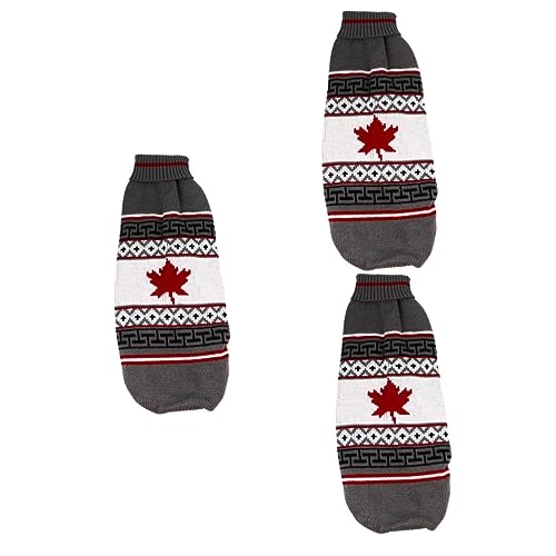 NOLITOY 3st Haustier-Weihnachtspullover Welpe Stricken Für Tierfreunde Winterliches Hundekostü Hund Rentier Kostü Hundepullover Mit Ahornblattmuster Strickkleidung Garn Hündchen von NOLITOY
