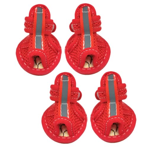 NOLITOY 4 Stück Atmungsaktive rutschfeste Haustier Sandalen mit Verstellbarem Klettband Schützende Hundeschuhe für Sommer für Outdoor aktivitäten Wie Park Strand und Wandern von NOLITOY