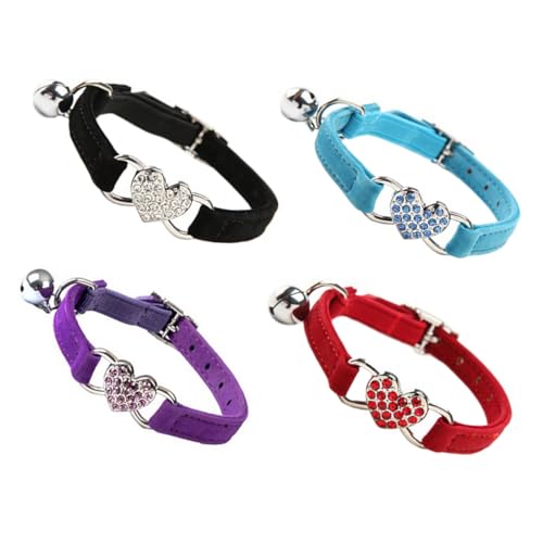 NOLITOY 4 Stück Farbe Diamant Katzenhalsband Glockenhalsband Für Haustierkatzen Lustige Hundehalsbänder Herz Hundehalsband Kleines Welpenhalsband Hund Fliege Herzförmig Polyester Kätzchen von NOLITOY