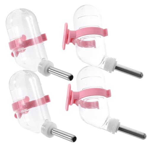 NOLITOY 4 Stück Hamster Trinkflaschen aus Edelstahl Automatischer Wasserspender für Kleintiere Auslaufsicher mit Vakuumrollkugel Geeignet für Käfige von NOLITOY