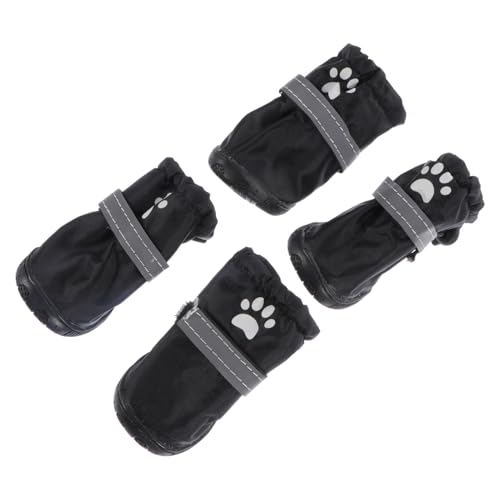 NOLITOY 4 Stück wasserdichte Hundeschuhe Teiliges rutschfeste Reflektierende Pfotenschützer aus Polyester Verstellbar für Kleine und Mittlere Hunde für Outdoor und Regenwetter von NOLITOY