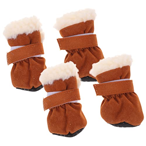 NOLITOY 4pcs Straps Small Slip Cats Sole Adjustable Puppy Warmer Footwear Hiking Snow Dog with Warming Brown for Shoes Walking Supplies Anti-Slip Anti- Feet Outdoor Non-Slip Warm Sports von NOLITOY