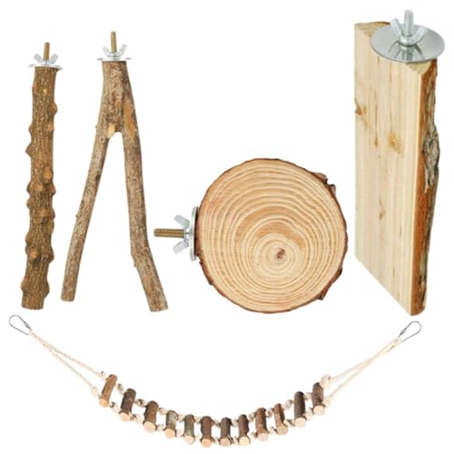 NOLITOY 5 Stück Teiliges Papageien aus Natürlichem Holz mit Krallen Schleifstäben Vogelkäfig Sitzstangen für Wellensittiche Nymphensittiche und Kleine Papageien Vielseitige Vogelstangen von NOLITOY