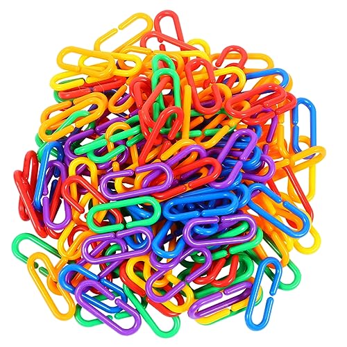 NOLITOY 500 Stück Teiliges Bunte Kunststoff Kettenglieder für Vogelspielzeug Förmige Clips für Papageien Käfig Zubehör DIY Schaukel und Brückenbau Geeignet für Wellensittiche und von NOLITOY