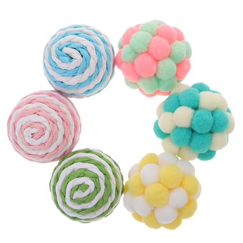 NOLITOY 6 Stück Katzenspielzeugbälle Mit Glöckchen Bunter Weicher Flauschiger Ball Wollgarn-Puffs Katzen-Pom-Pom-Bälle Interaktives Kätzchen-Jagdspielzeug Für Drinnen Und Draußen Kätzchen NOLITOY 6 Stück Katzenspielzeugbälle Mit Glöckchen Bunter Weicher Flauschiger Ball Wollgarn-Puffs Katzen-Pom-Pom-Bälle Interaktives Kätzchen-Jagdspielzeug Für Drinnen Und Draußen Kätzchen von NOLITOY