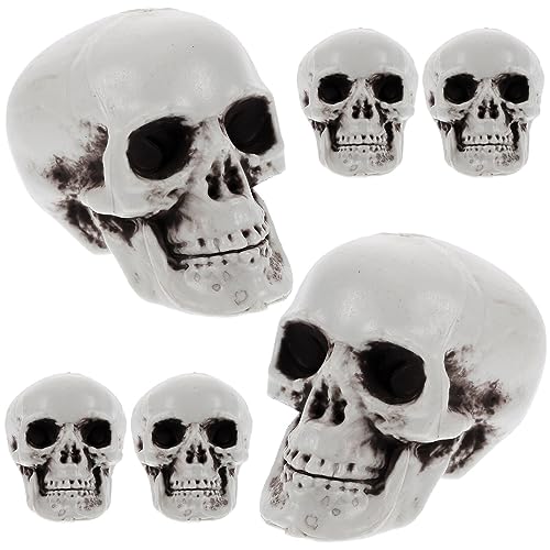 NOLITOY 6st Halloween Menschlicher Schädel Totenkopffigur Aus Realistische Künstlicher Schädelknochen Gruseliges Totenkopfmodell Tischdekoration Skelett-Kopf-dekor Harz Miniatur Skulptur von NOLITOY