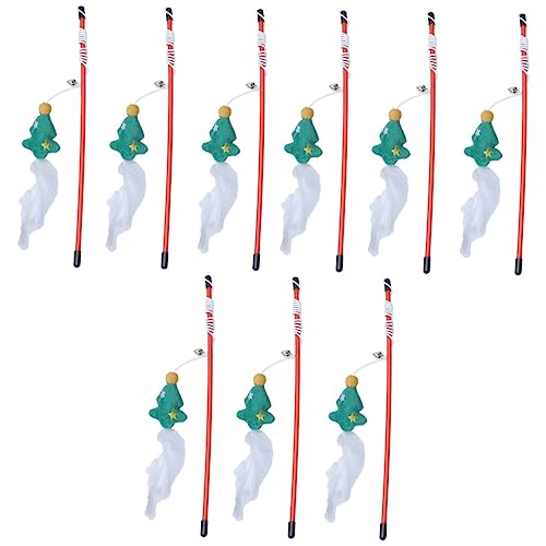 NOLITOY 9 STK Weihnachtsstrumpf Katzenspielzeug Weihnachtskatzen-Tease-Stick Kauspielzeug Für Hunde Zu Weihnachten Weihnachtskatze Teaser Spielzeug Geschenk Katzenstock Haustier Ältere von NOLITOY